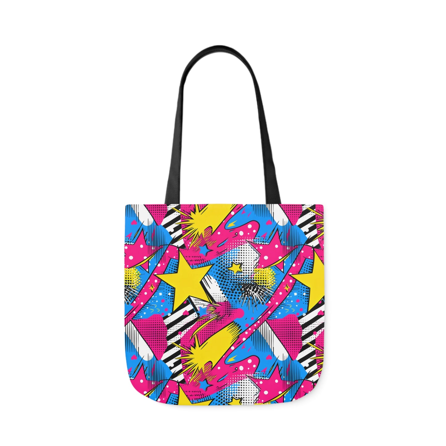 Star Pop Canvas Tote Bag, 3-Color Straps