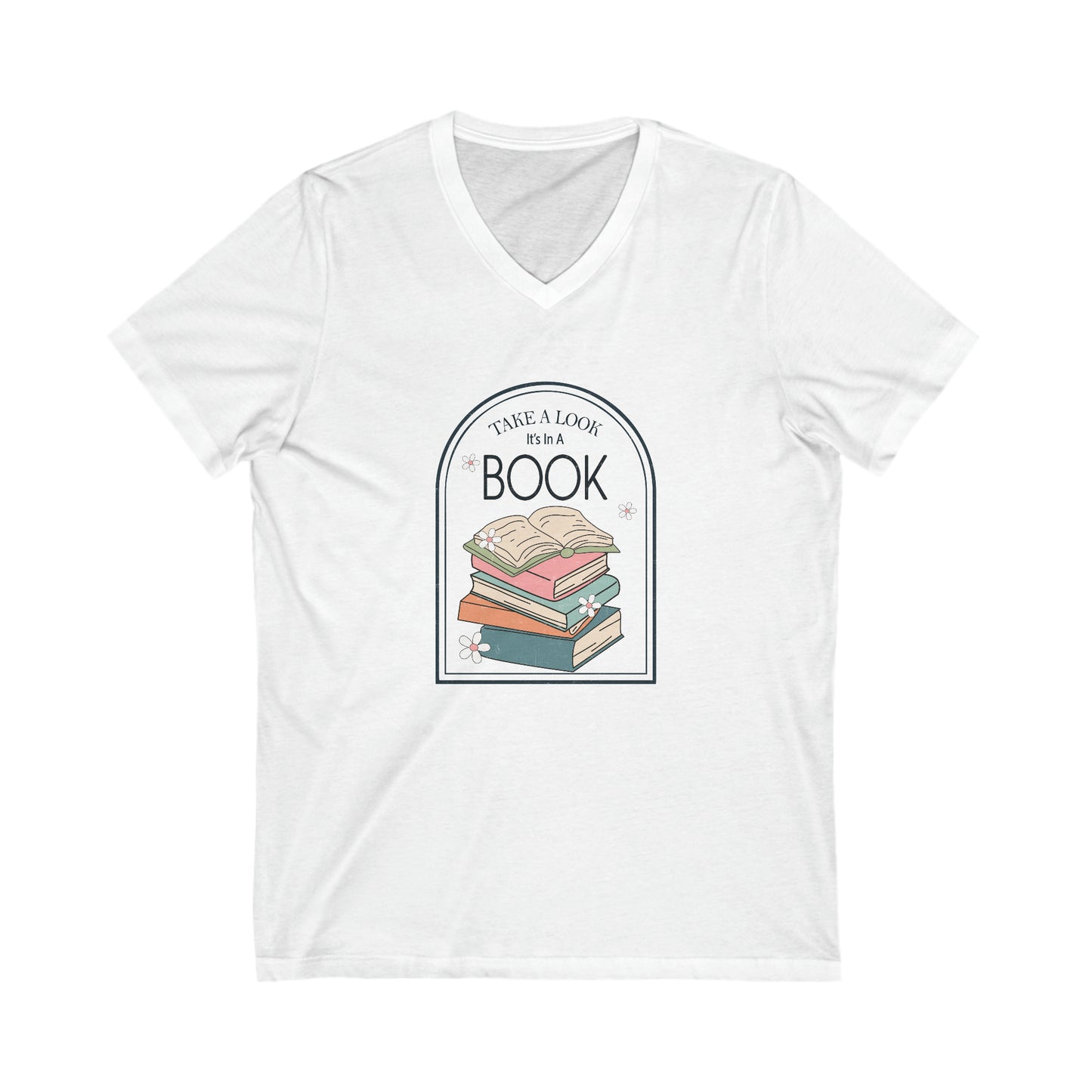 Take a Look It's in a Book Graphic Unisex Jersey Short Sleeve V-Neck Tee