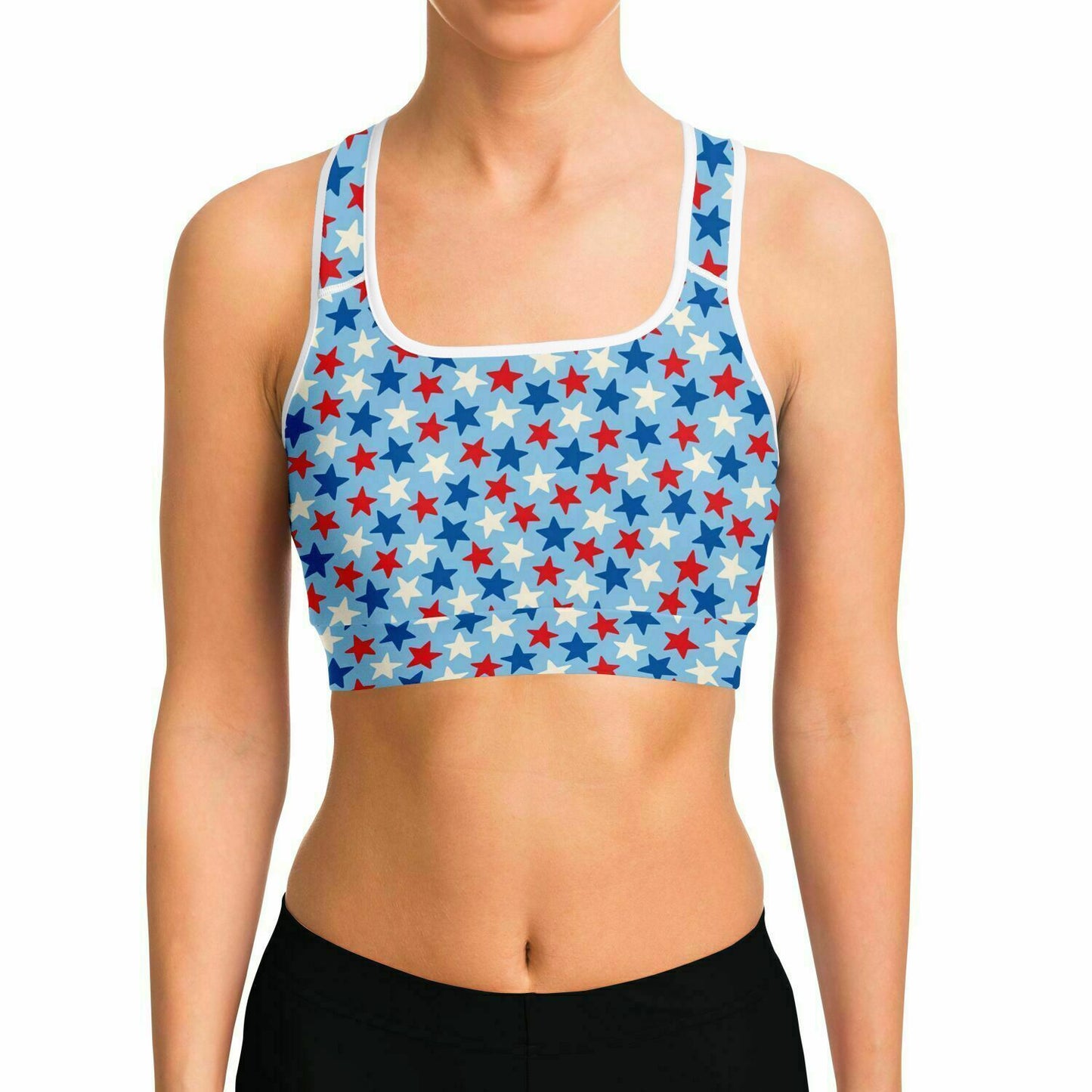 Red and Blue Stars Sports Bra