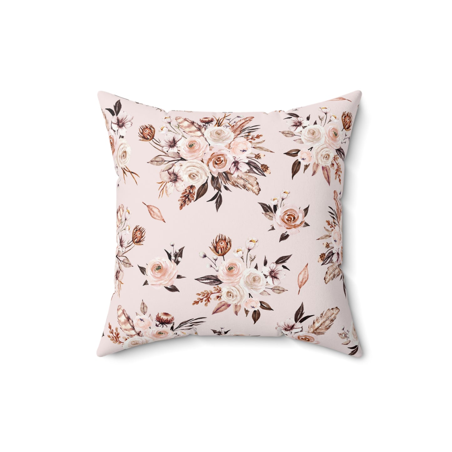 Pink Floral Spun Polyester Square Pillow