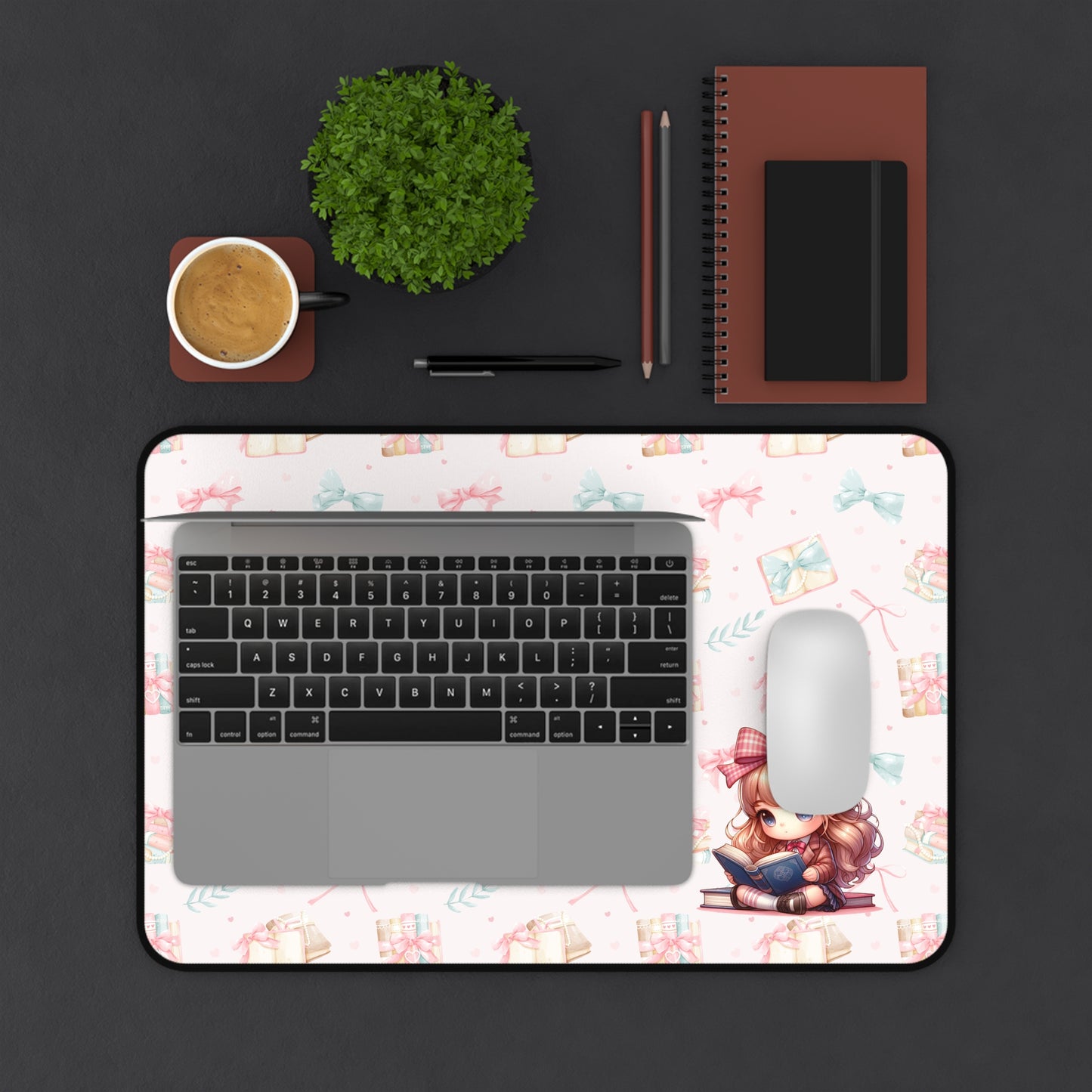 Cute Girl Reading Desk Mat