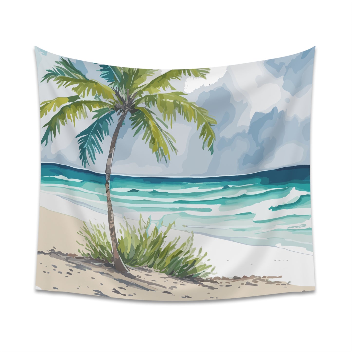 Palm Tree Beach Printed Wall Tapestry