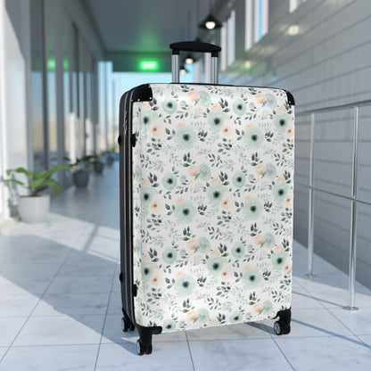 Mint Floral Suitcase