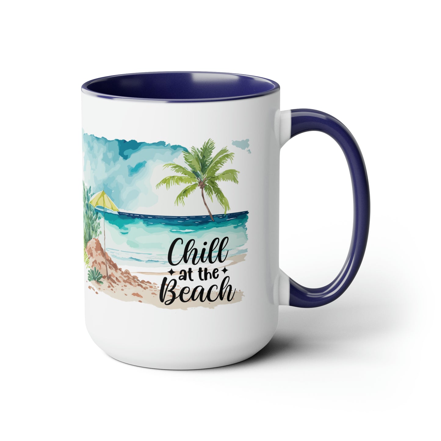 Chill At The Beach Two-Tone Coffee Mugs, 15oz