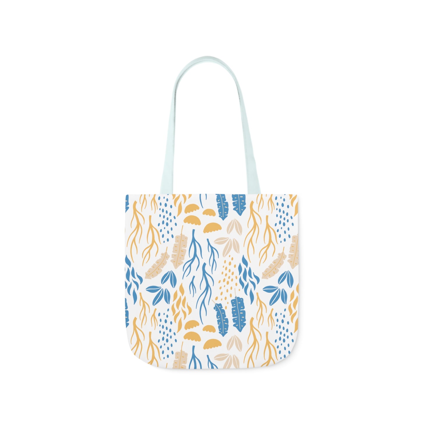 Yellow and Blue Floral Canvas Tote Bag, 2-Color Straps