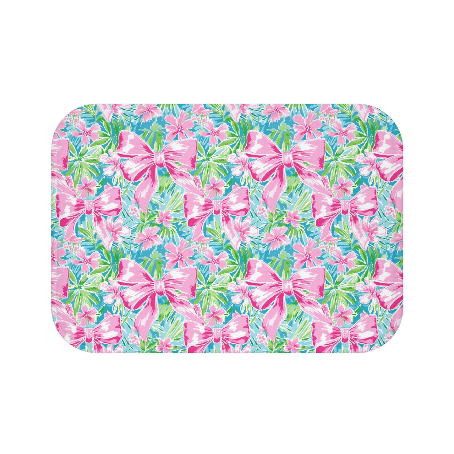 Preppy Pink Bows Bath Mat