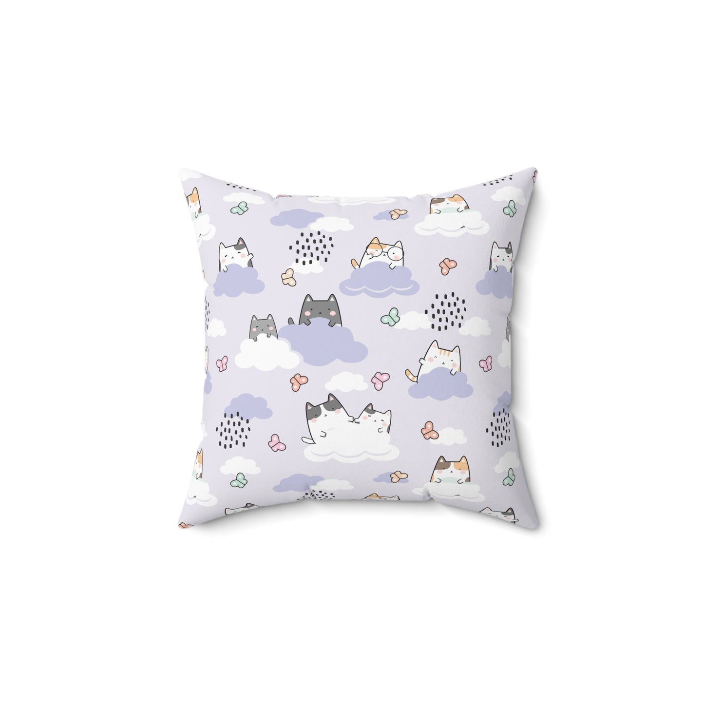 Cat Clouds Spun Polyester Square Pillow