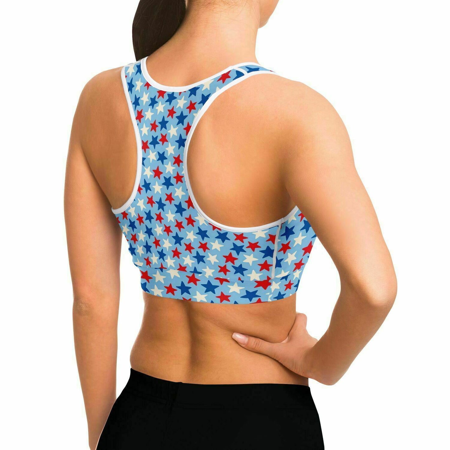 Red and Blue Stars Sports Bra