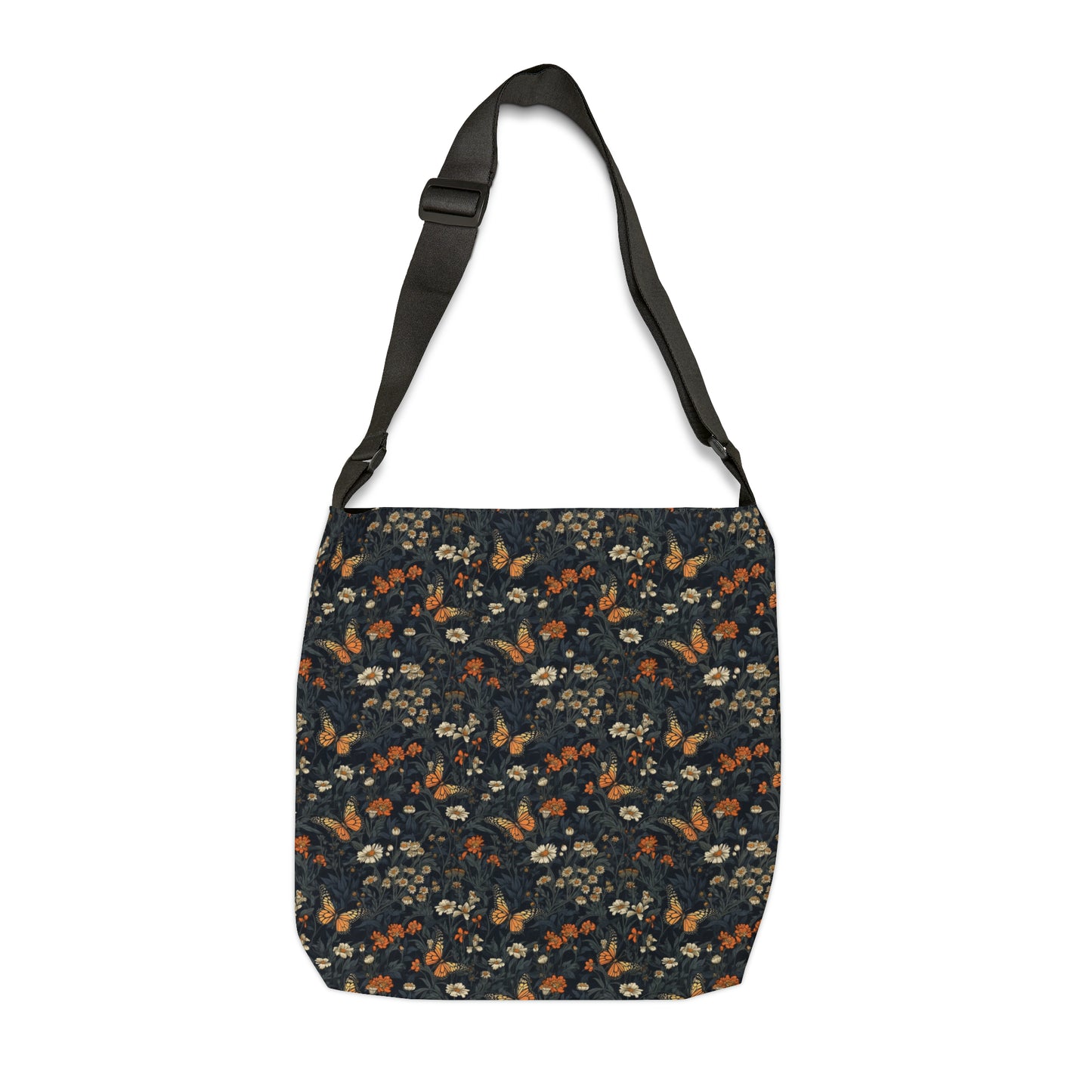 Black Monarch Floral Adjustable Tote Bag