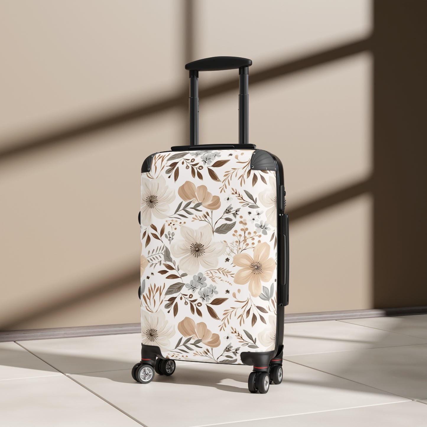 Beige Boho Floral Suitcase