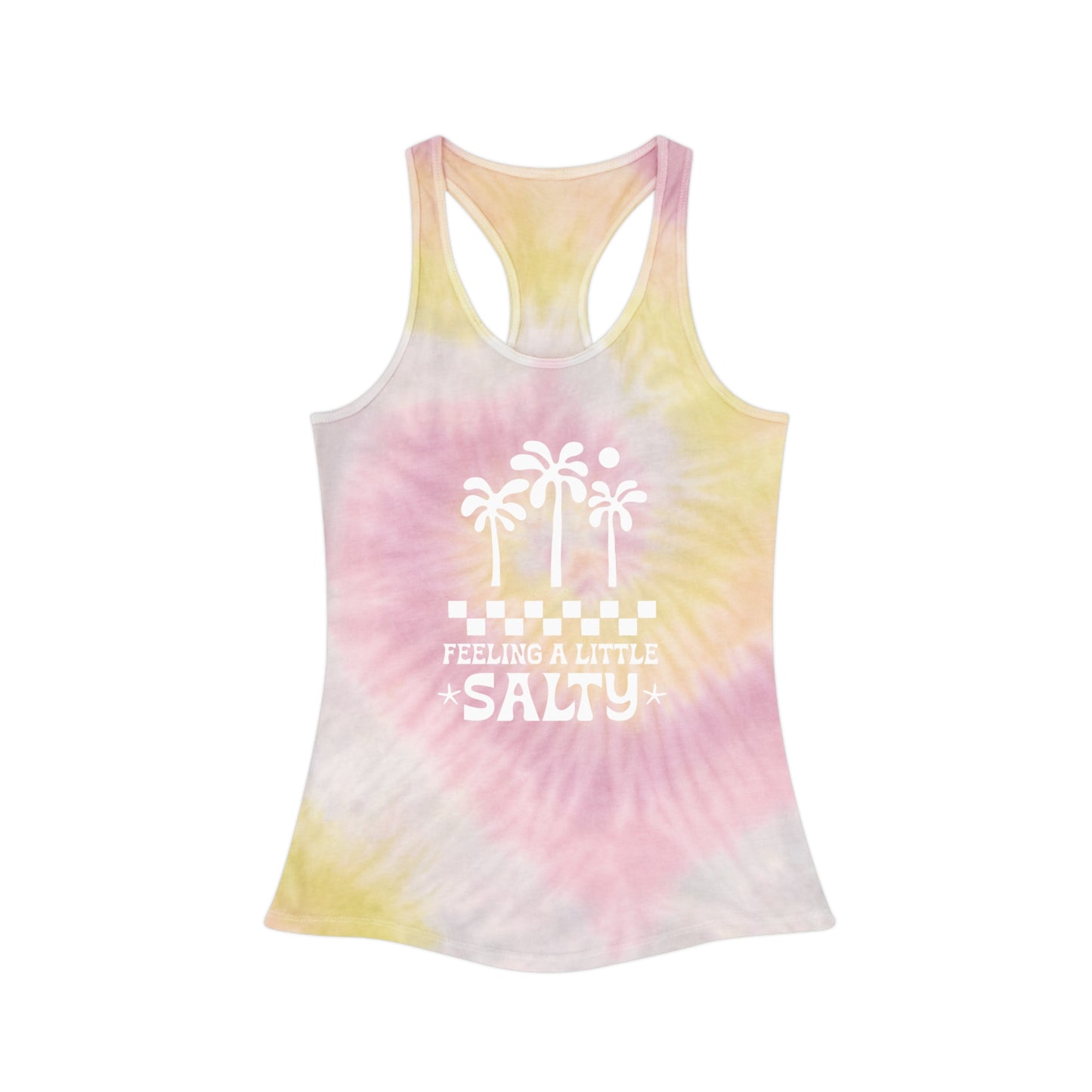 Feelin A Little Salty Tie White Dye Racerback Tank Top