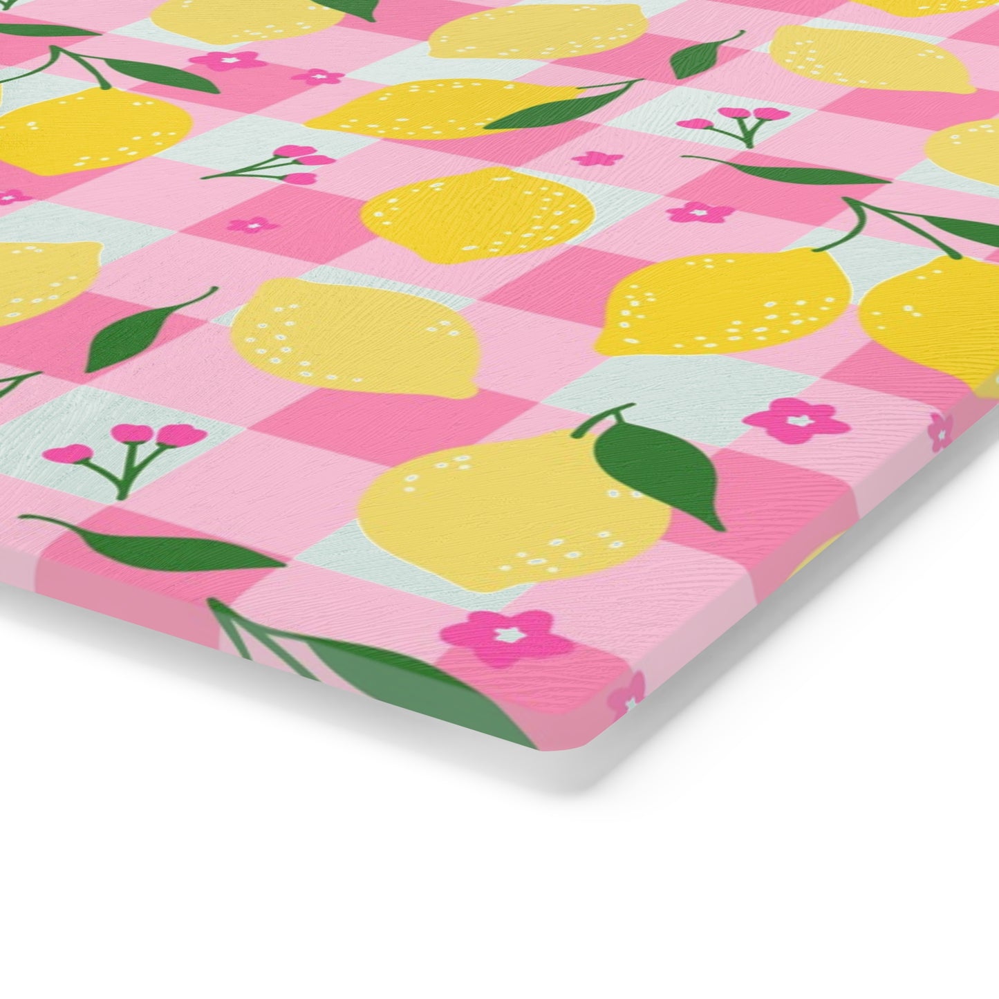 Pink Lemonade Plaid Cutting Board