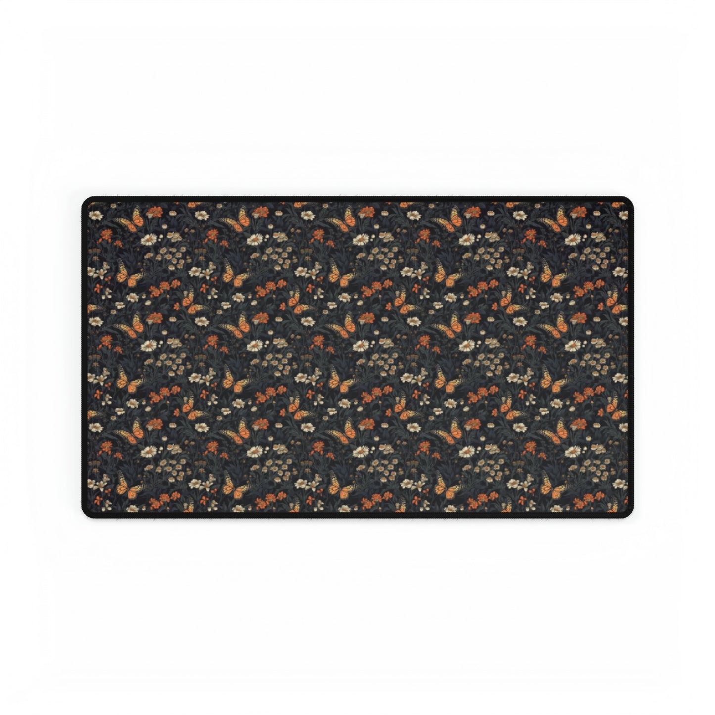 Dark Monarch Butterfly Floral Desk Mat