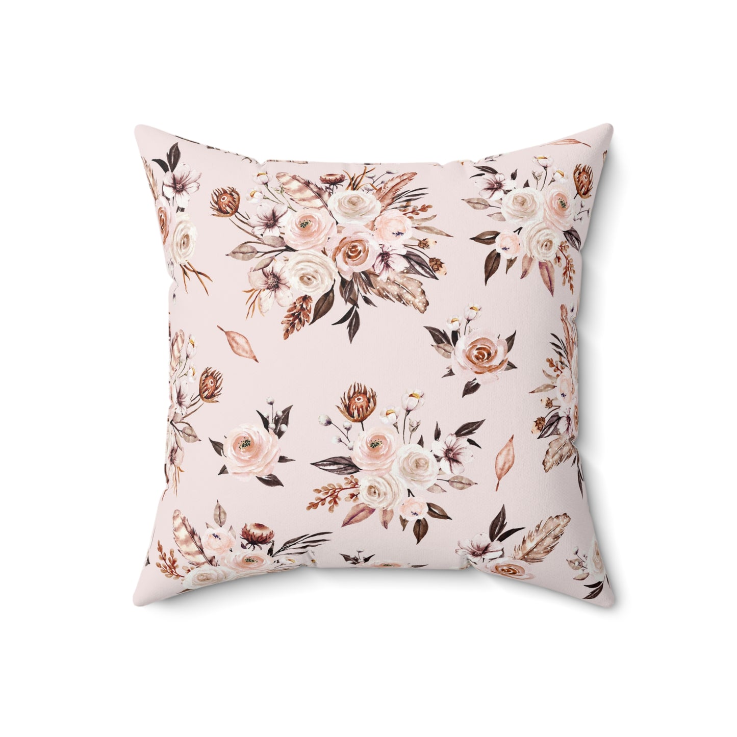 Pink Floral Spun Polyester Square Pillow