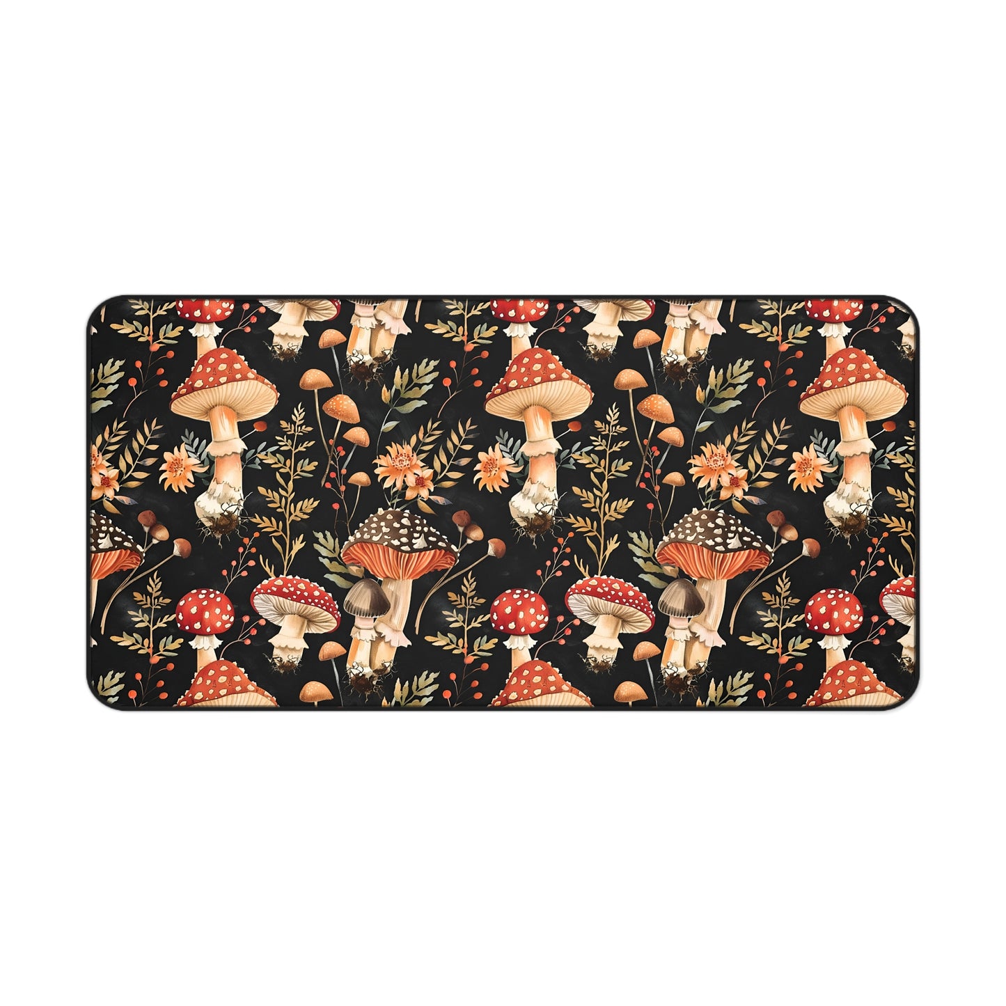 Red Mushroom Dark Desk Mat