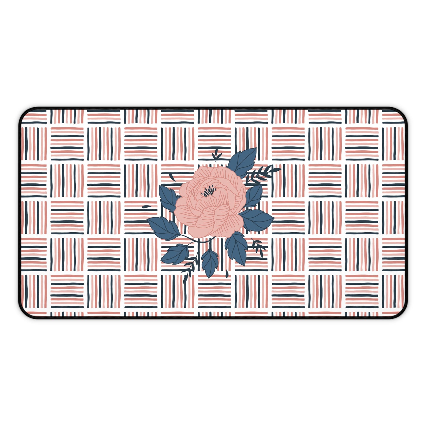 Pink Floral Crosshatch Desk Mat