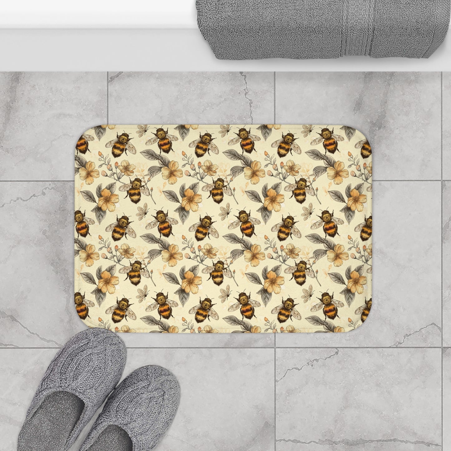 Vintage Bees Bath Mat