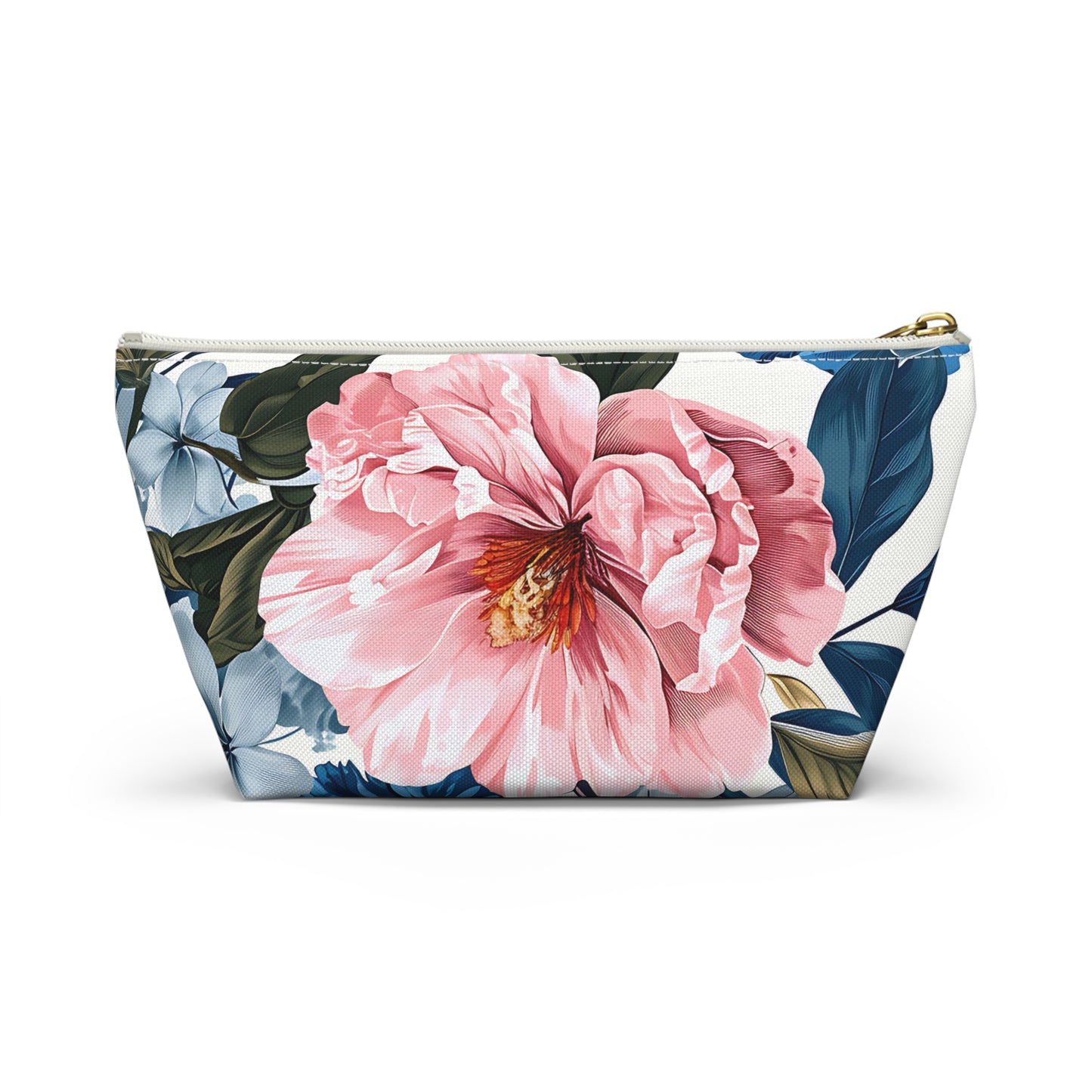 Tropical Floral Accessory Pouch w T-bottom