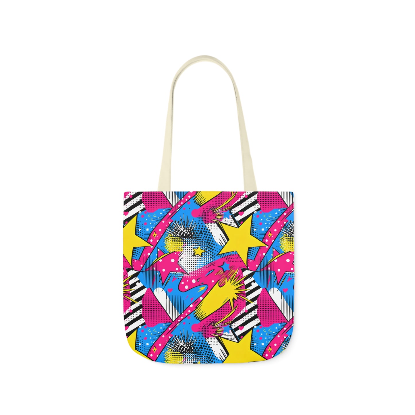 Star Pop Canvas Tote Bag, 3-Color Straps