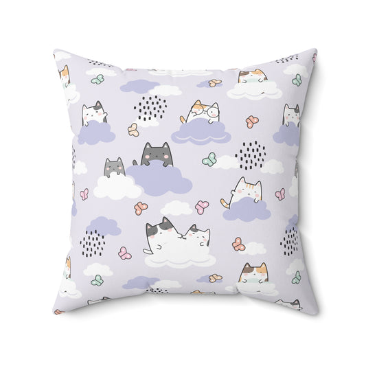 Cat Clouds Spun Polyester Square Pillow