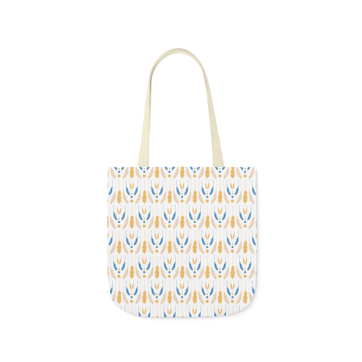 Yellow and Blue Fronds Canvas Tote Bag, 3-Color Straps