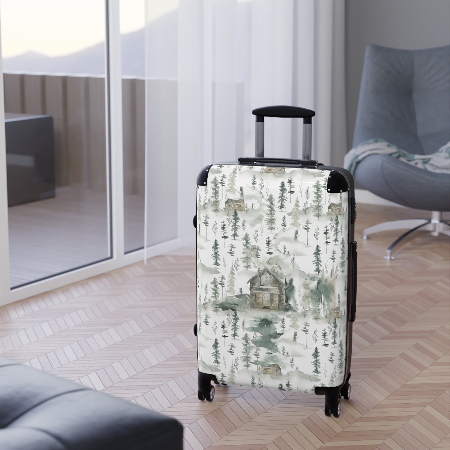 Green Woodland Mountain Suitcase