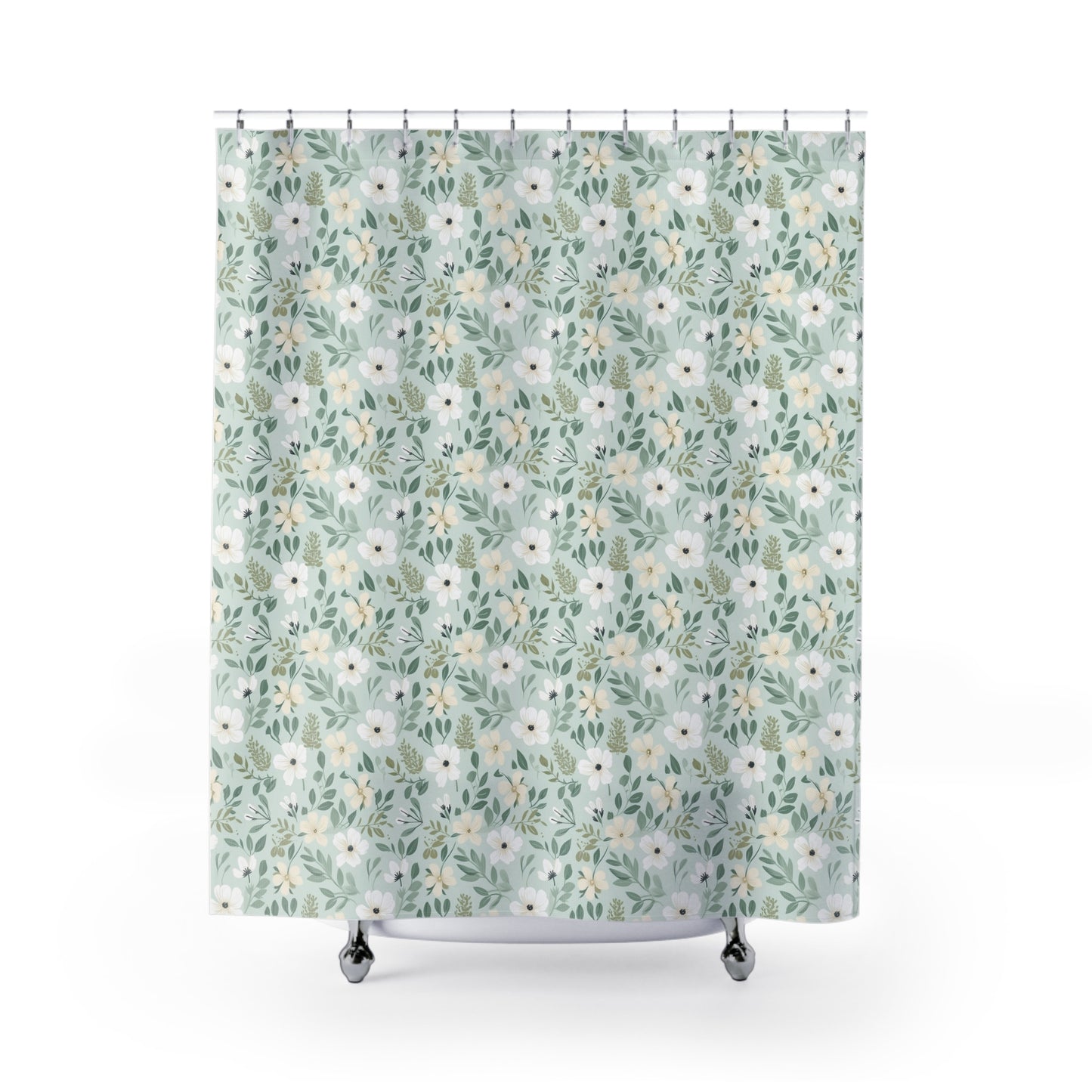 Sage Floral Shower Curtains