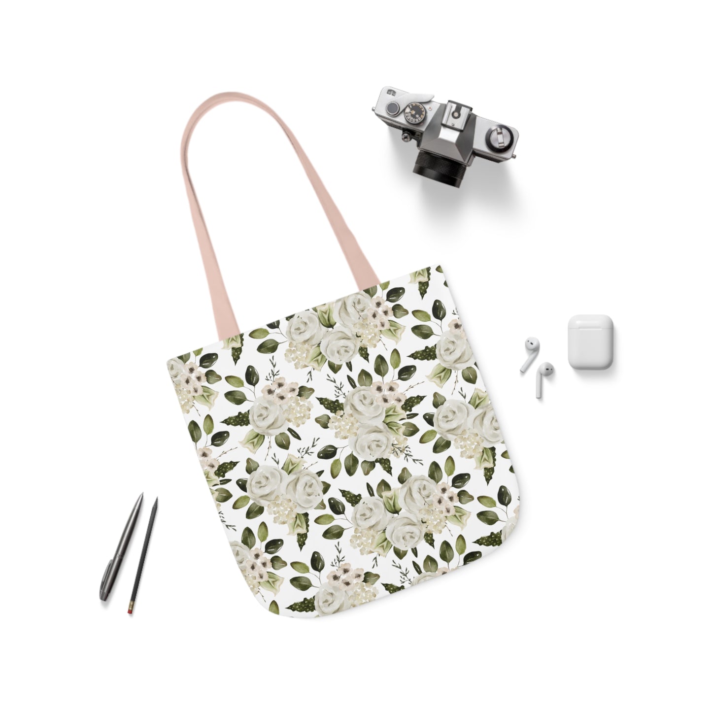 April Floral Canvas Tote Bag, 5-Color Straps