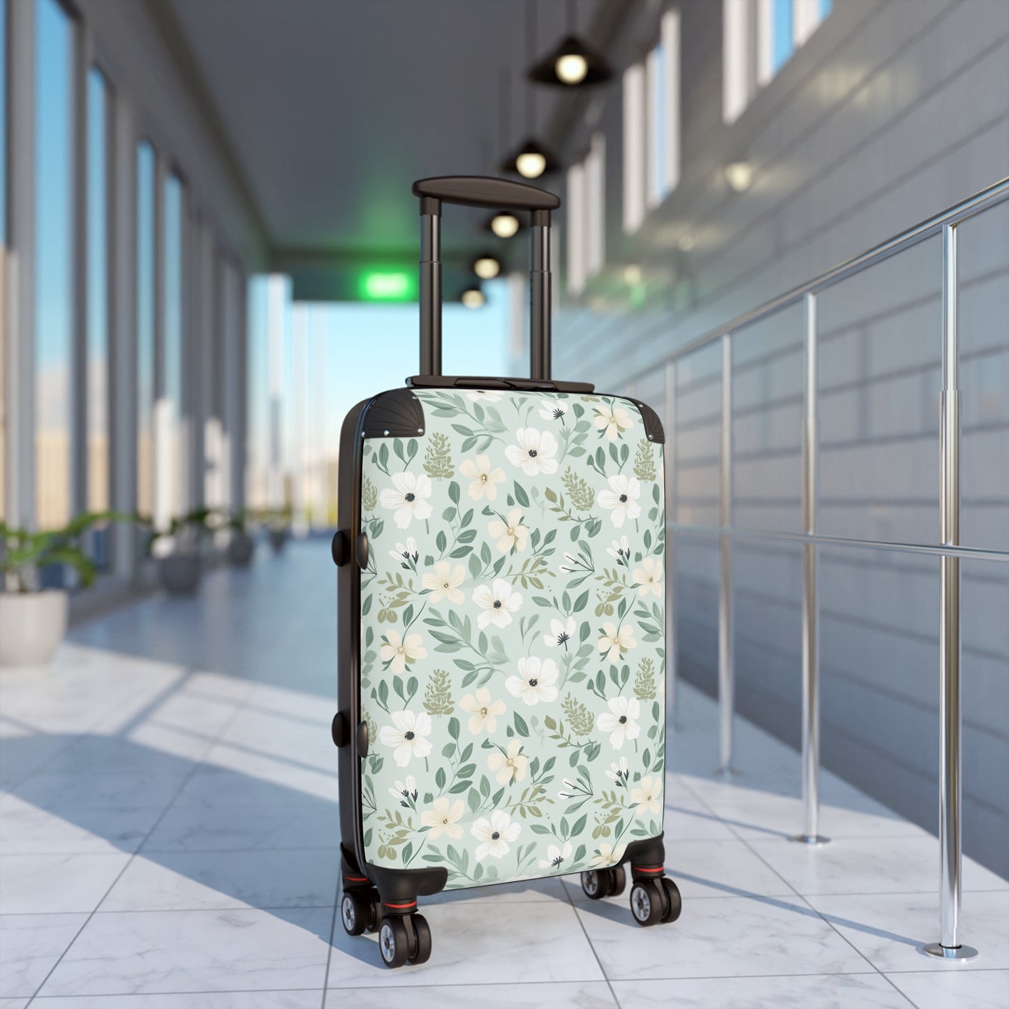 Sage Floral Suitcase