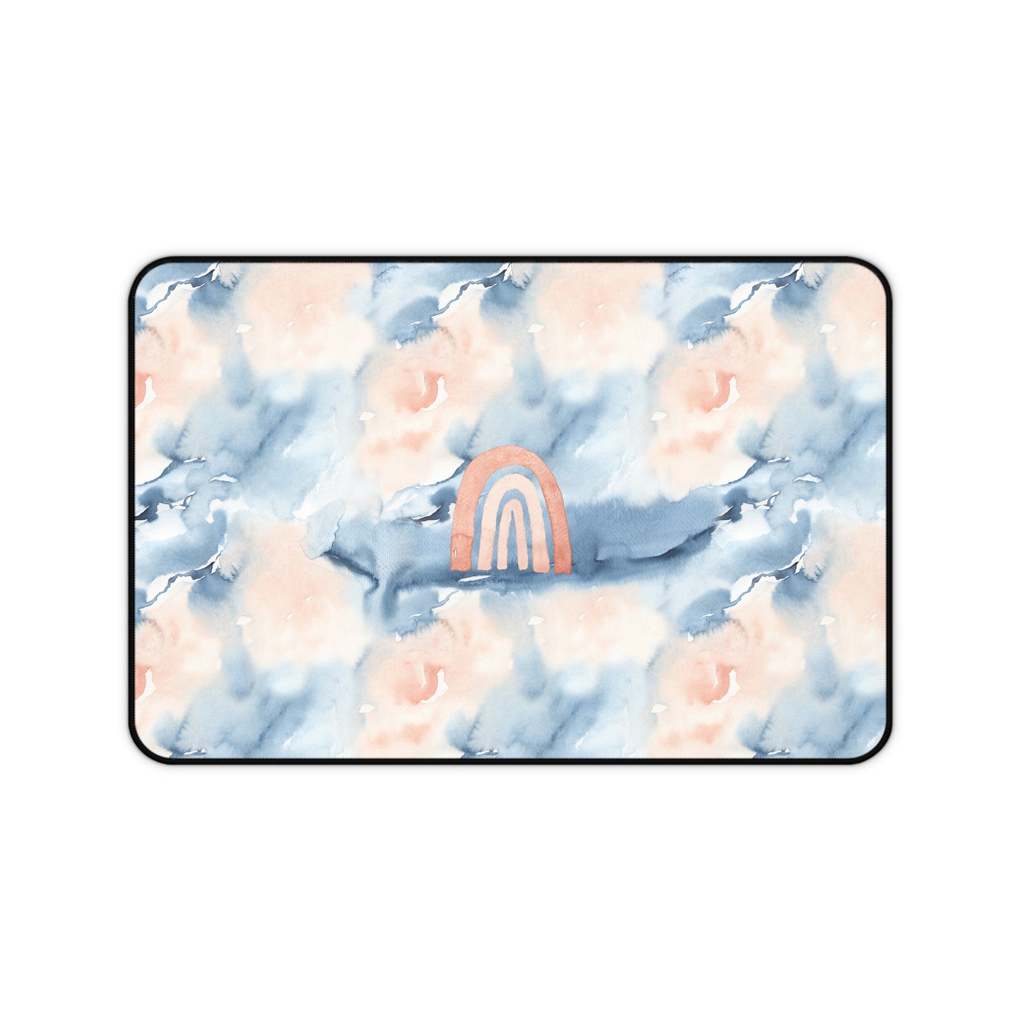 Watercolor Pink and Blue Rainbow Desk Mat