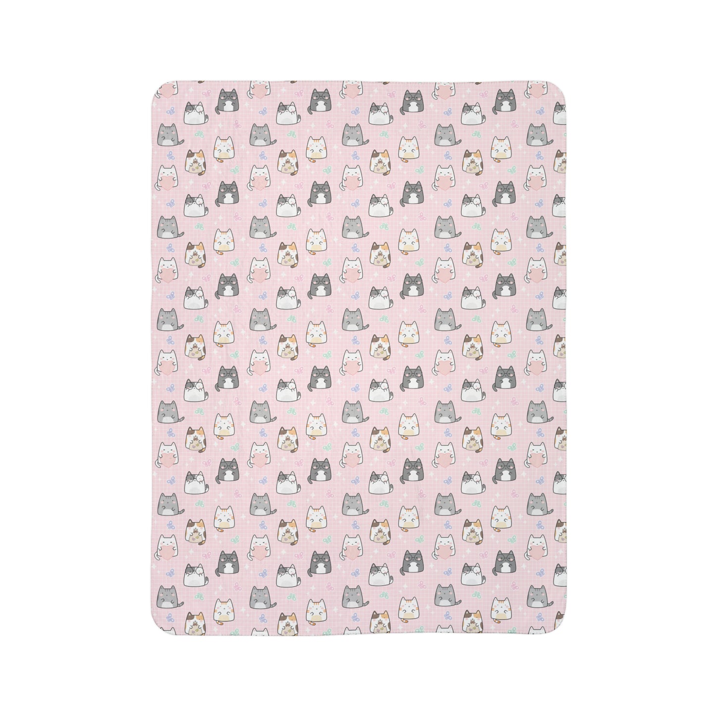 Pink Cats Fleece Sherpa Blanket