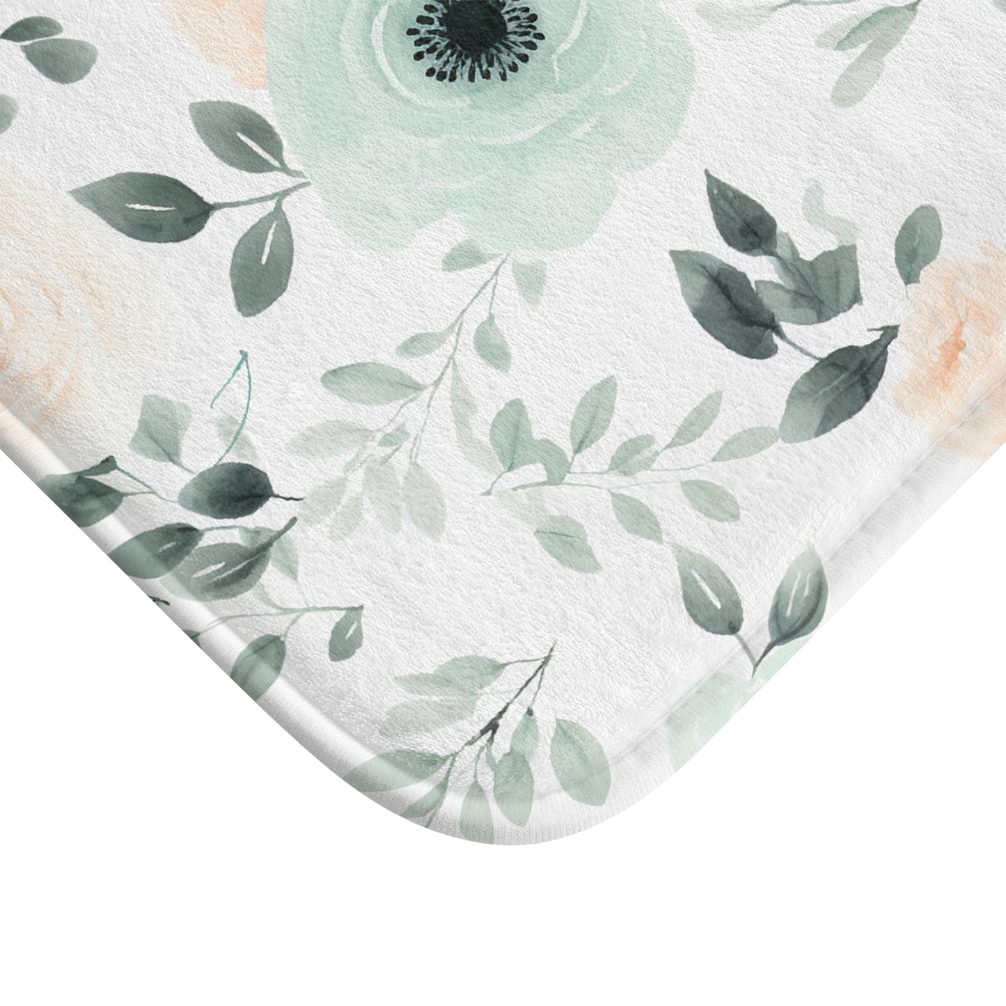 Mint Foral Bath Mat