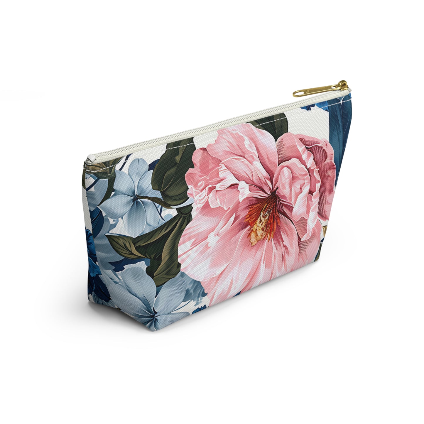 Tropical Floral Accessory Pouch w T-bottom