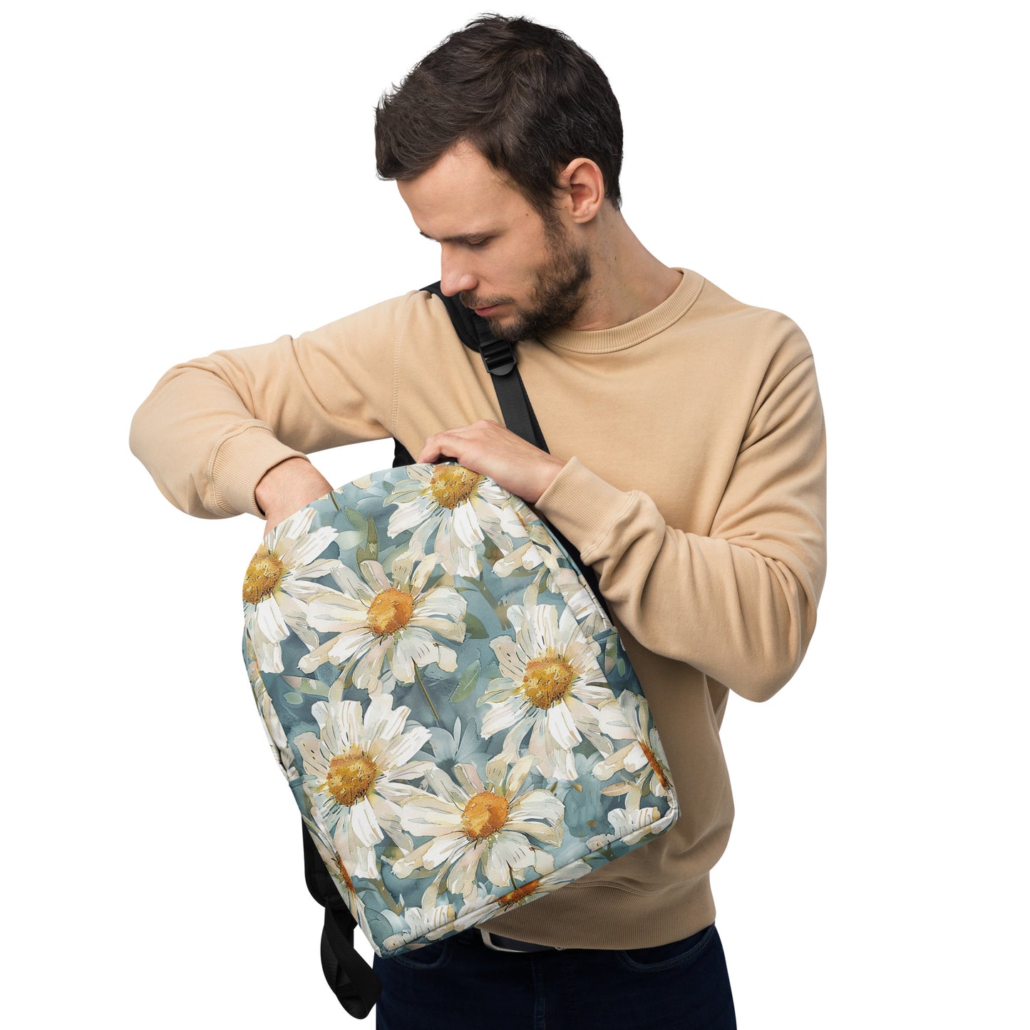 Watercolor Daisies Minimalist Backpack