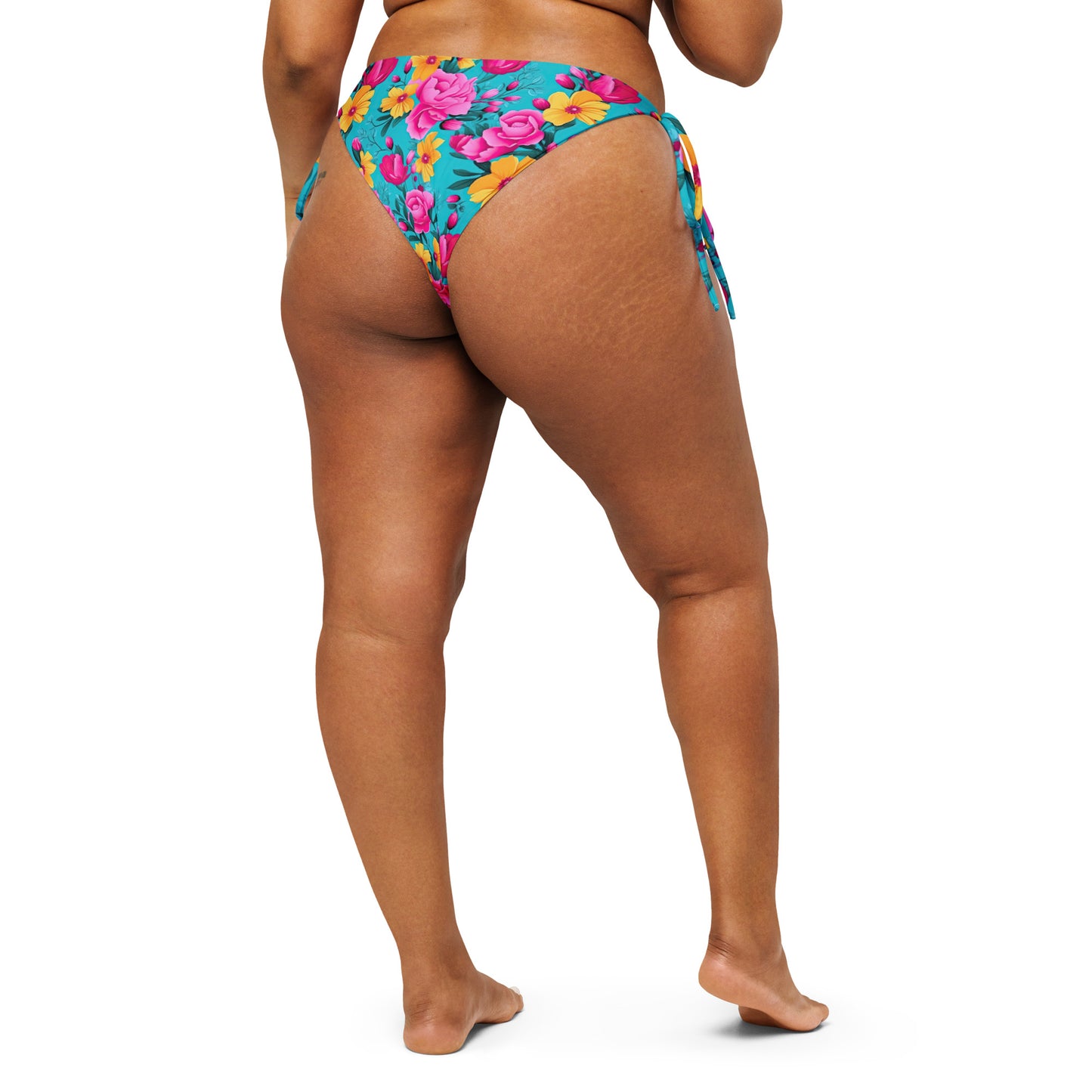 Bright Floral recycled string bikini bottom