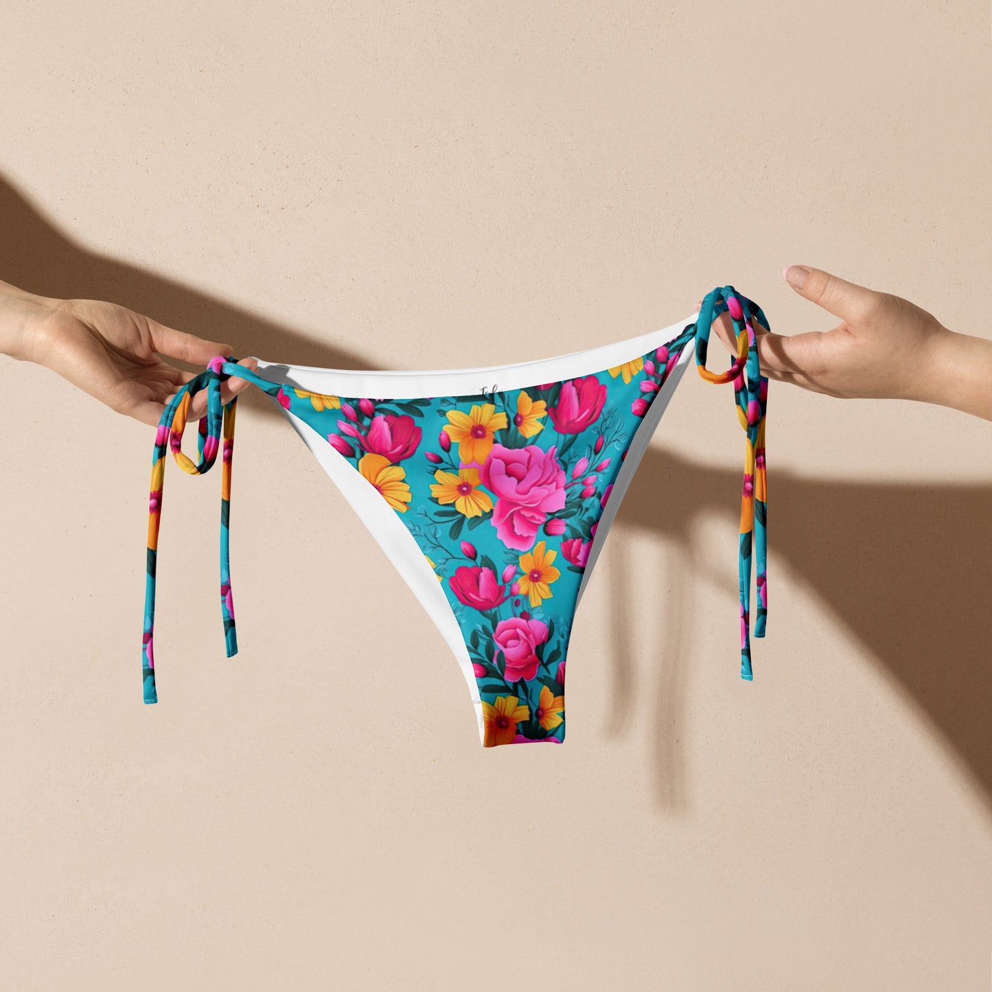 Bright Floral recycled string bikini bottom