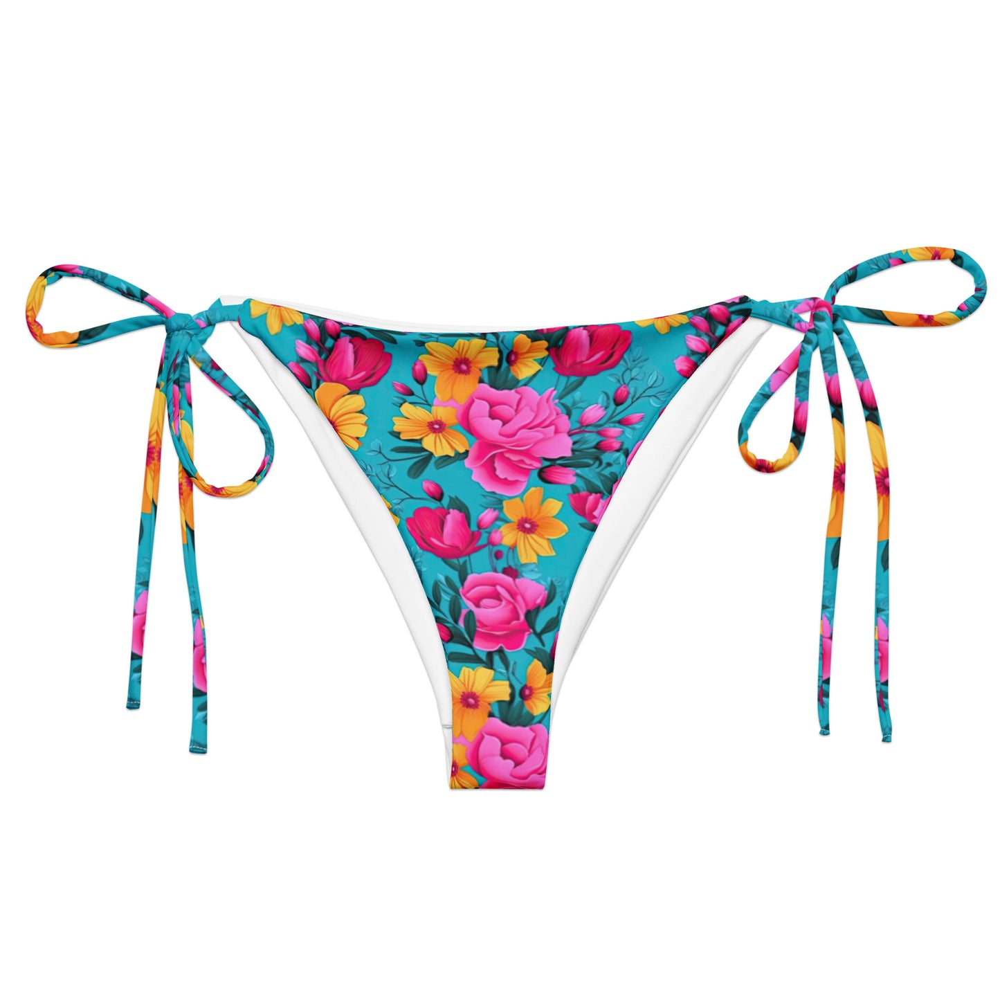 Bright Floral recycled string bikini bottom