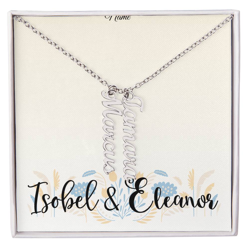 Custom Vertical Names Necklace (up to 4) for Women Girls Aunts Grandmothers Birthdays And More