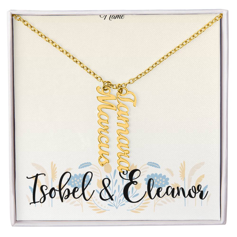 Custom Vertical Names Necklace (up to 4) for Women Girls Aunts Grandmothers Birthdays And More