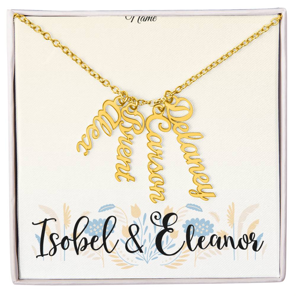 Custom Vertical Names Necklace (up to 4) for Women Girls Aunts Grandmothers Birthdays And More