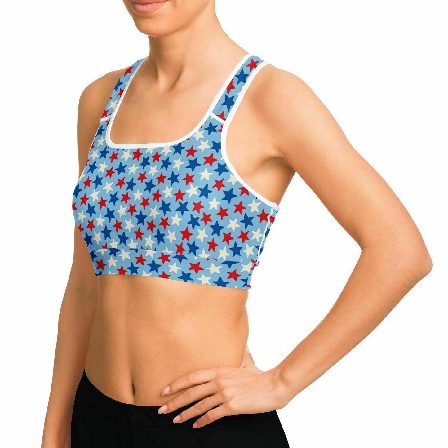 Red and Blue Stars Sports Bra