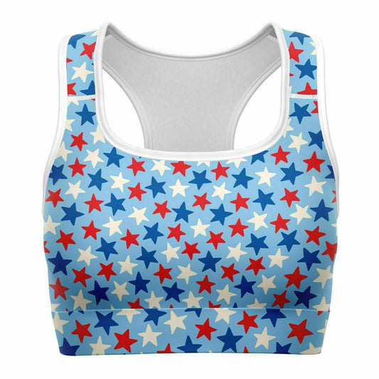 Red and Blue Stars Sports Bra