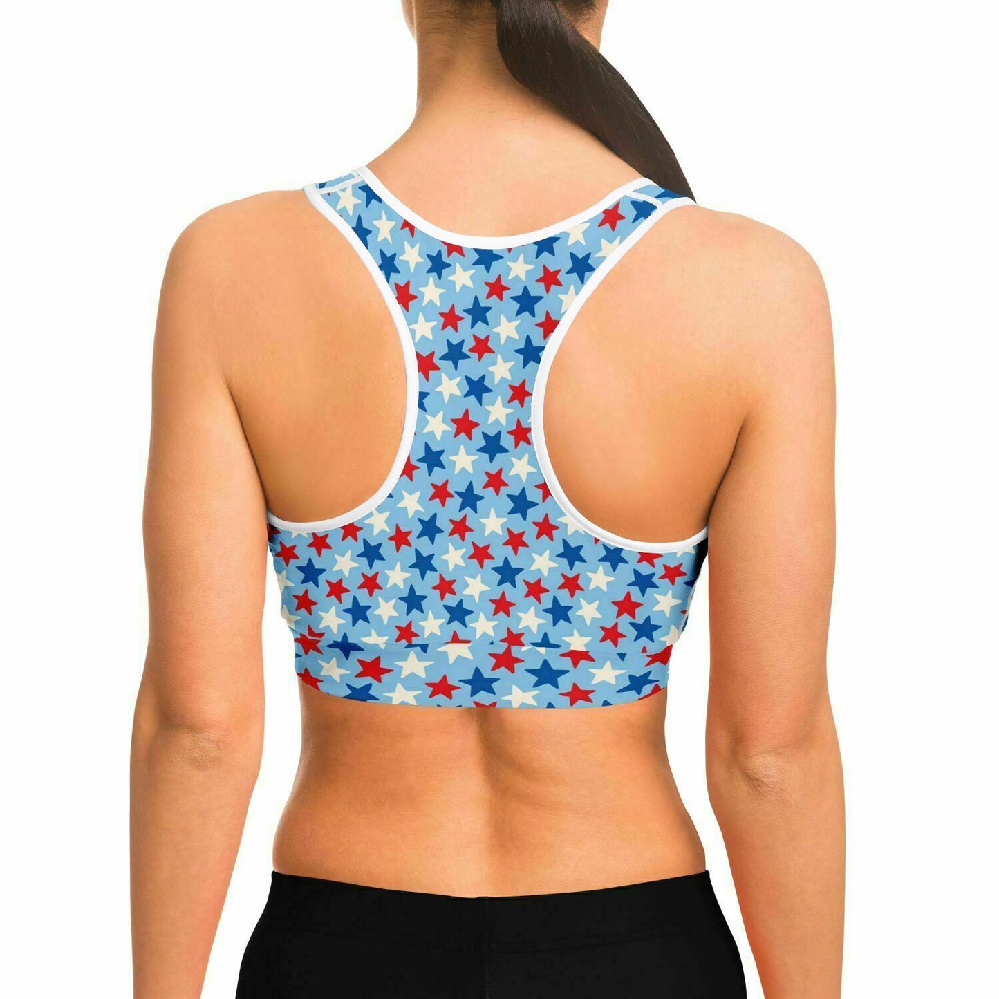 Red and Blue Stars Sports Bra