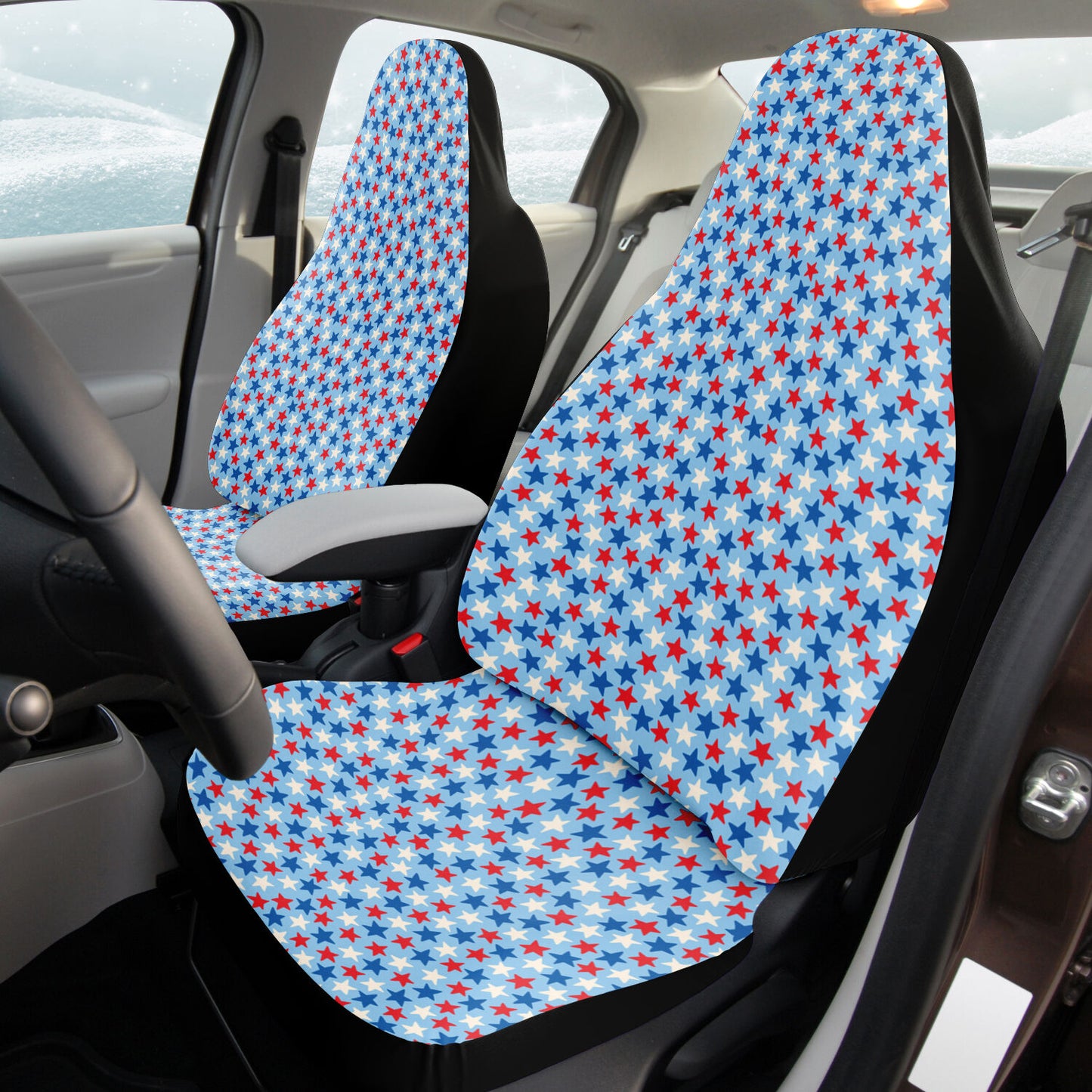 Red and Blue Stars Car Seat Cover