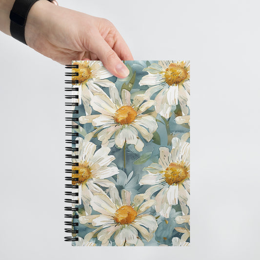 Watercolor Daisies Spiral notebook