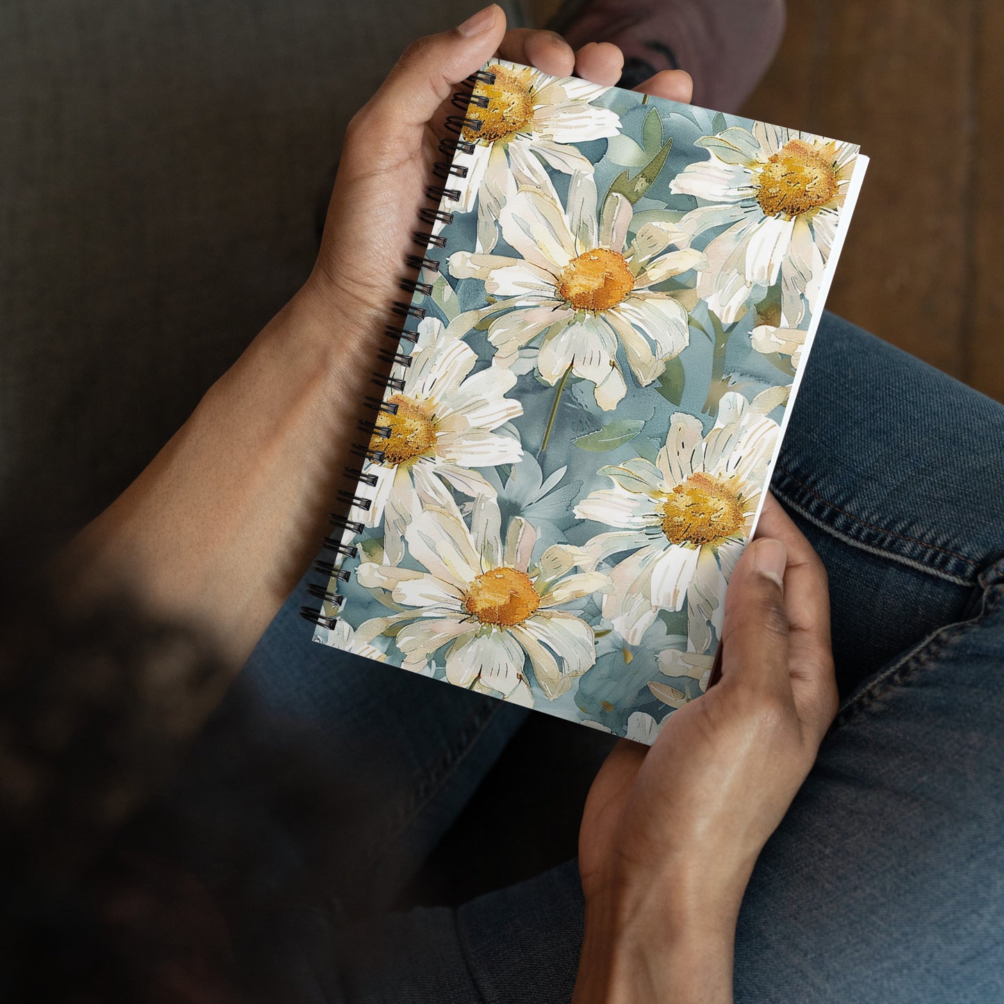 Watercolor Daisies Spiral notebook