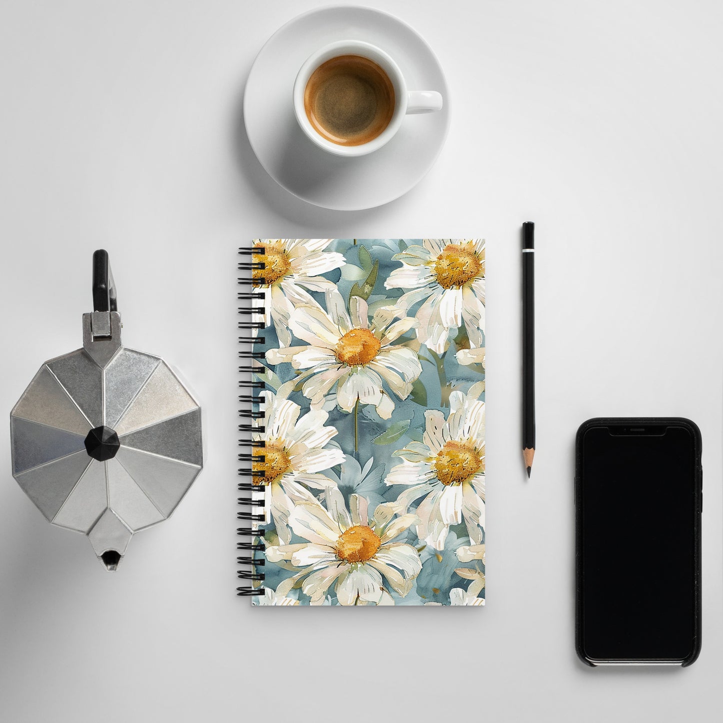 Watercolor Daisies Spiral notebook