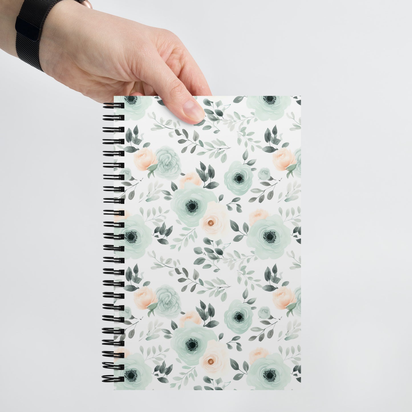 Mint Floral Spiral notebook