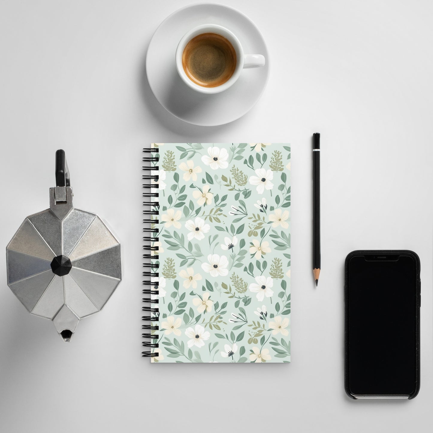 Sage Floral Spiral notebook