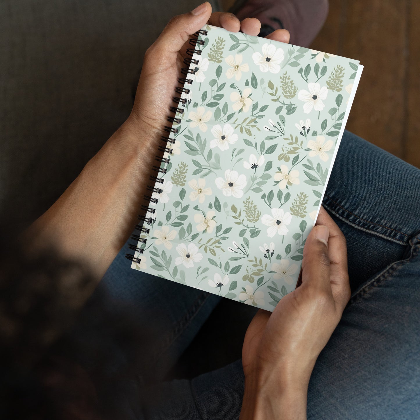 Sage Floral Spiral notebook